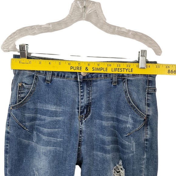 UBU Vintage High-Rise Cropped Jeans Whiskered Distressed Size 32 Tag - Picture 7 of 11